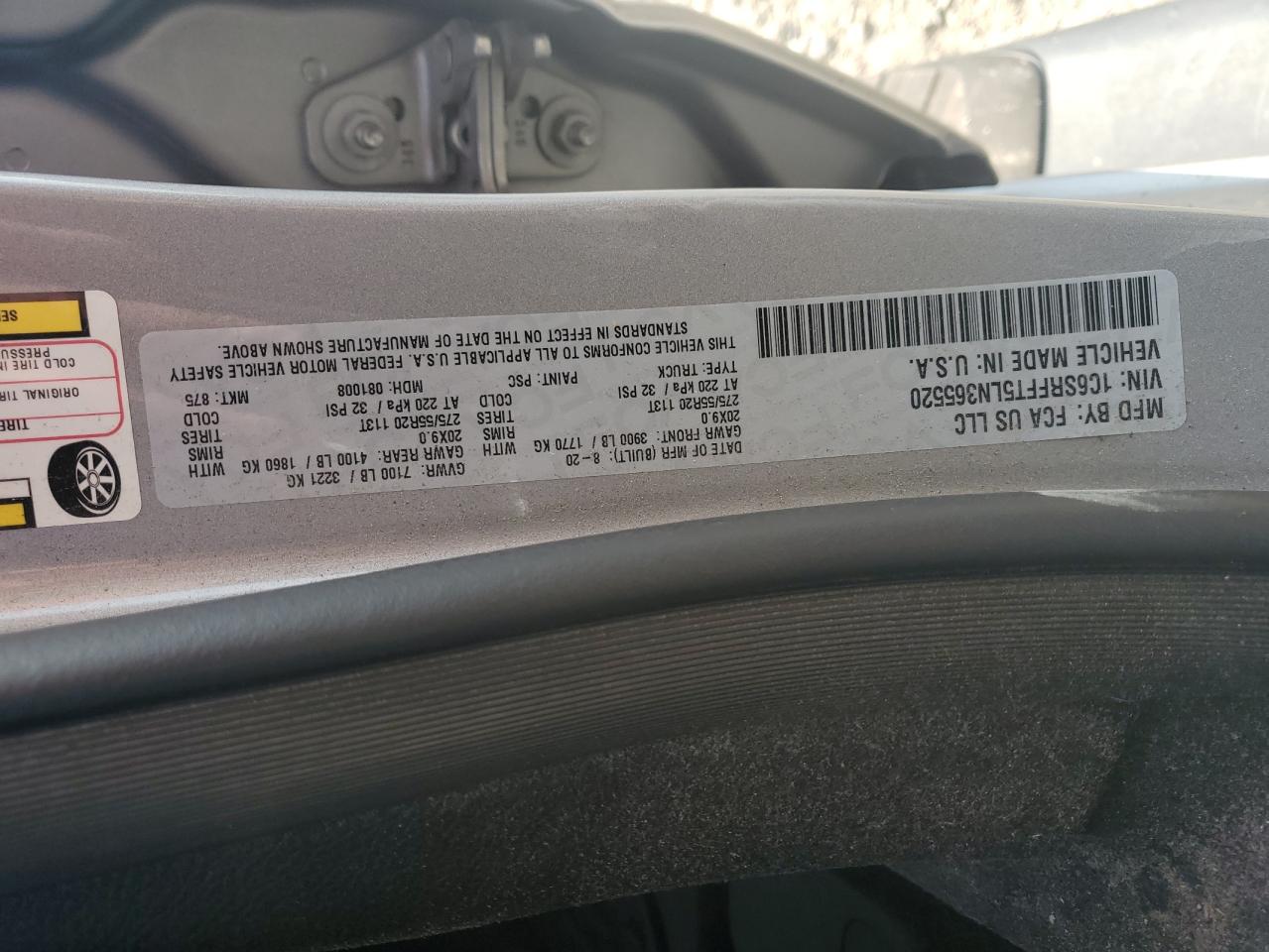 2020 Ram 1500 Big Horn/Lone Star VIN: 1C6SRFFT5LN365520 Lot: 68490004