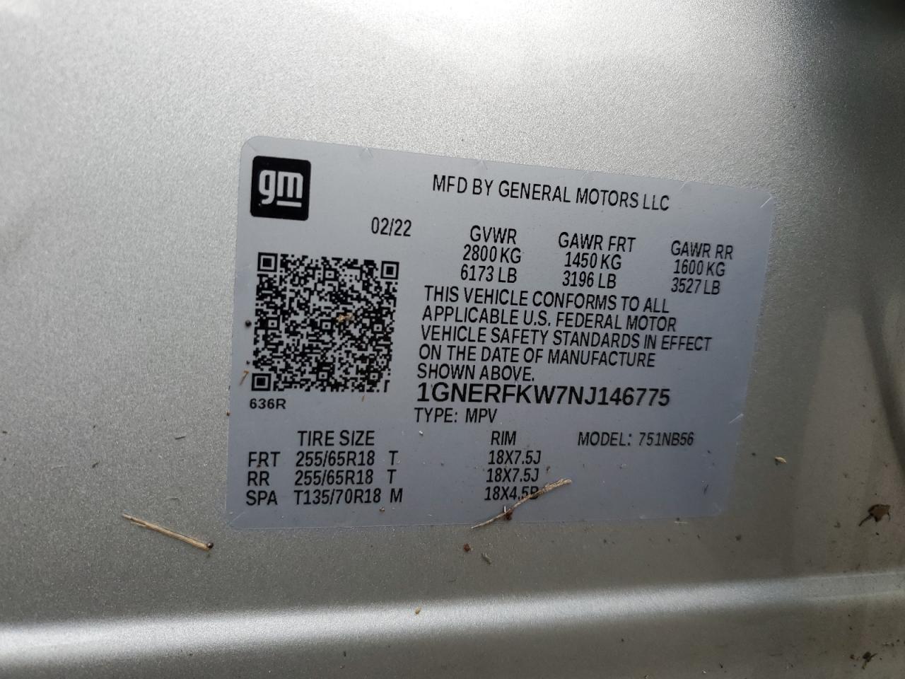 1GNERFKW7NJ146775 2022 CHEVROLET TRAVERSE - Image 13