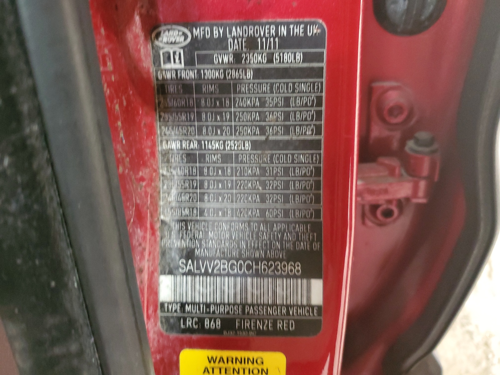 SALVV2BG0CH623968 2012 Land Rover Range Rover Evoque Prestige Premium