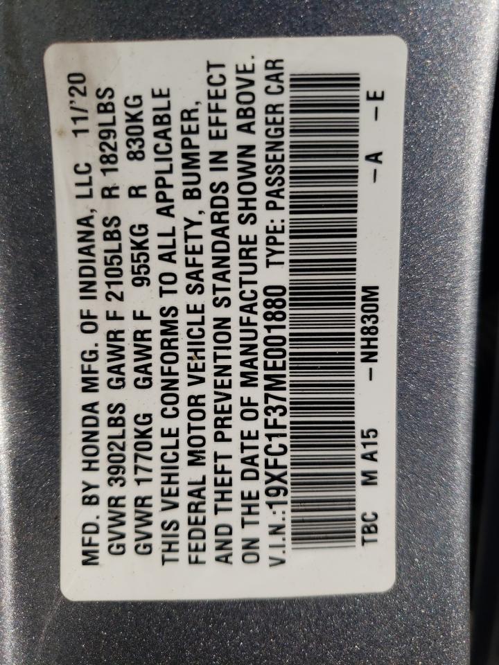 VIN 19XFC1F37ME001880 2021 HONDA CIVIC no.12