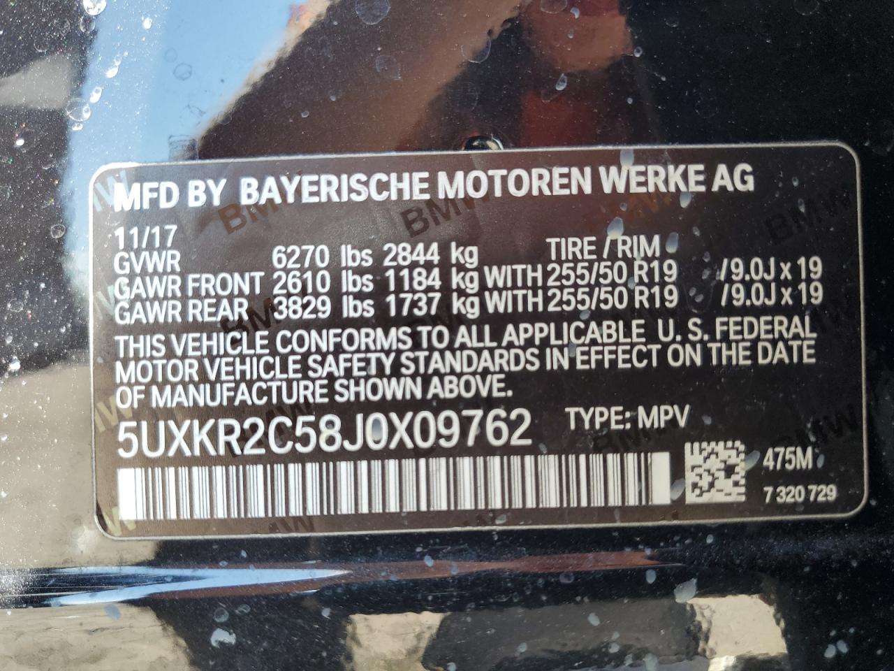 5UXKR2C58J0X09762 2018 BMW X5 Sdrive35I