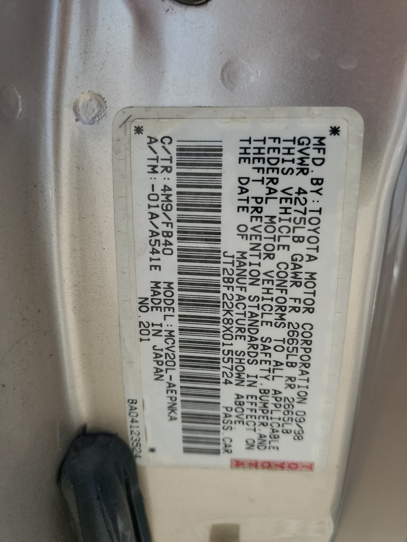 JT2BF22K8X0155724 1999 Toyota Camry Le