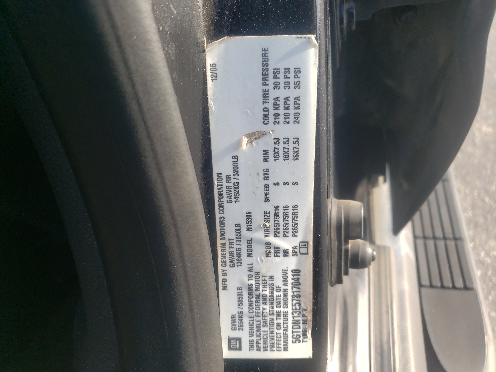 5GTDN13E578170410 2007 Hummer H3