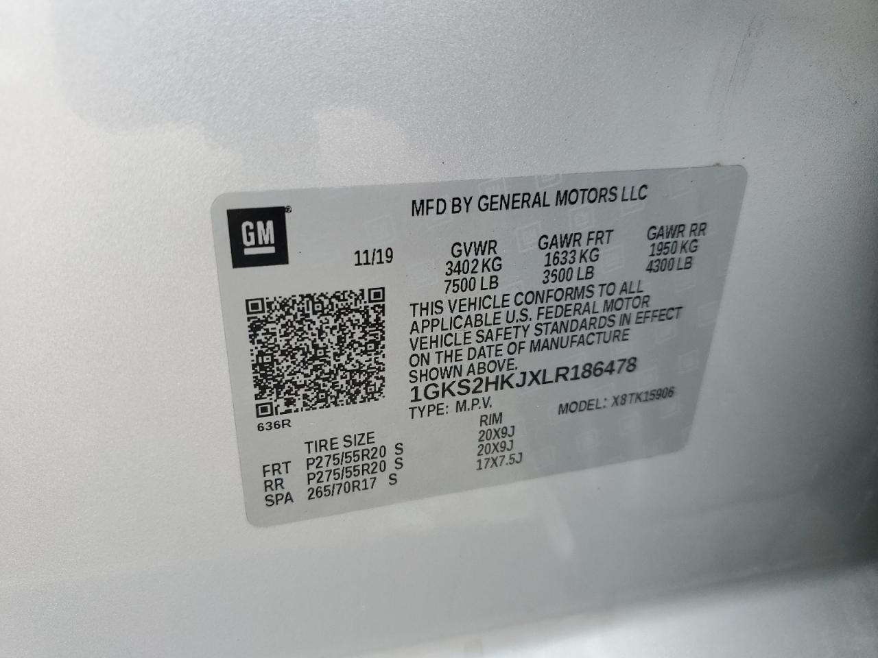 1GKS2HKJXLR186478 2020 GMC Yukon Xl Denali