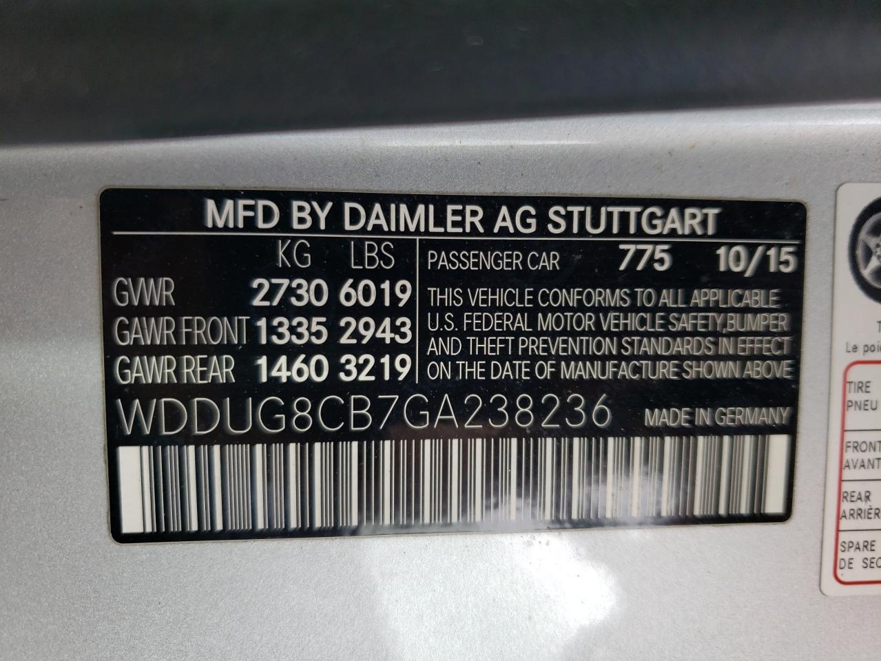 WDDUG8CB7GA238236 2016 Mercedes-Benz S 550