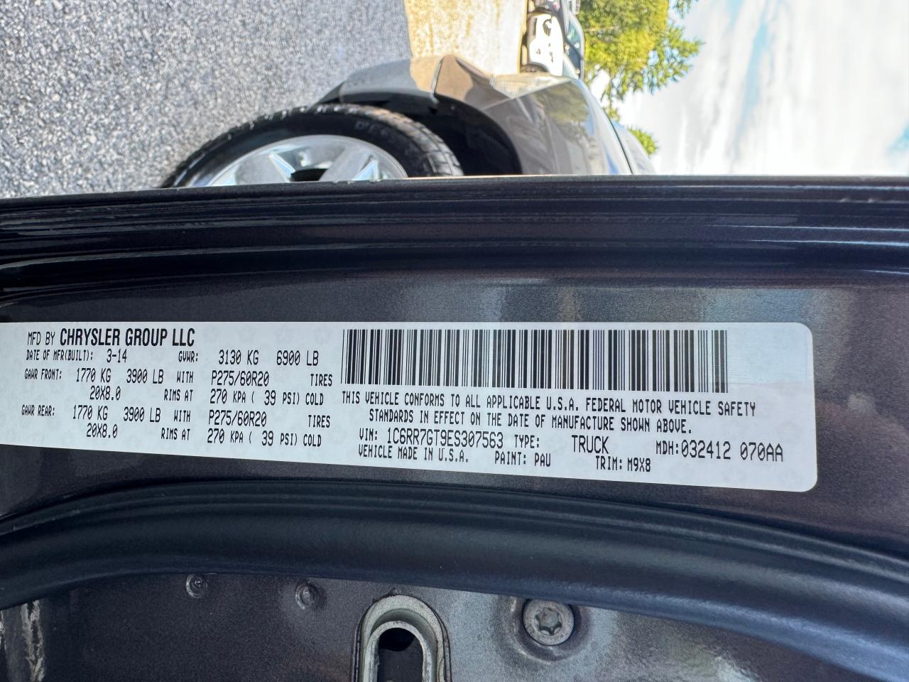 2014 Ram 1500 Slt VIN: 1C6RR7GT9ES307563 Lot: 67385694