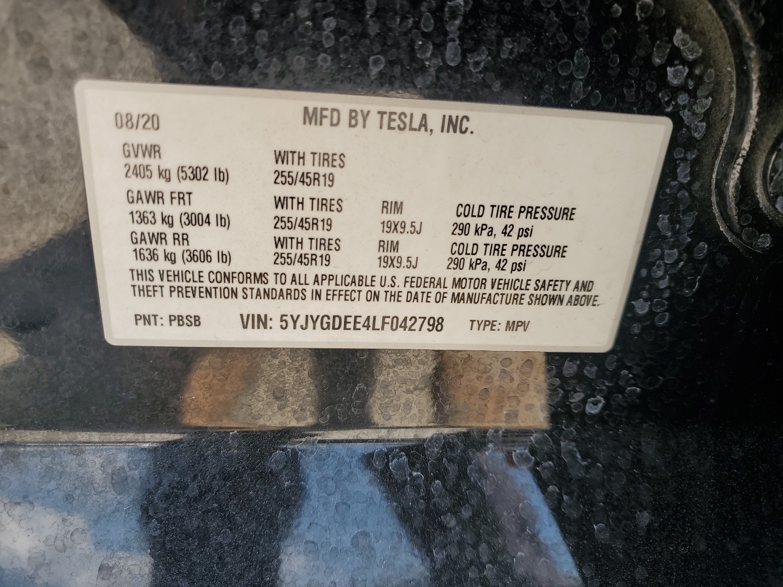 5YJYGDEE4LF042798 2020 Tesla Model Y