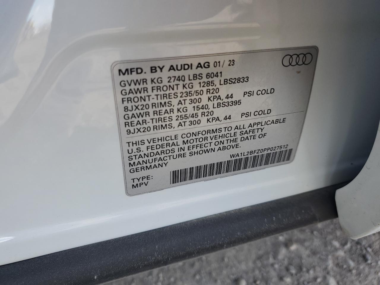 WA1L2BFZ0PP027512 2023 Audi Q4 E-Tron Premium Plus