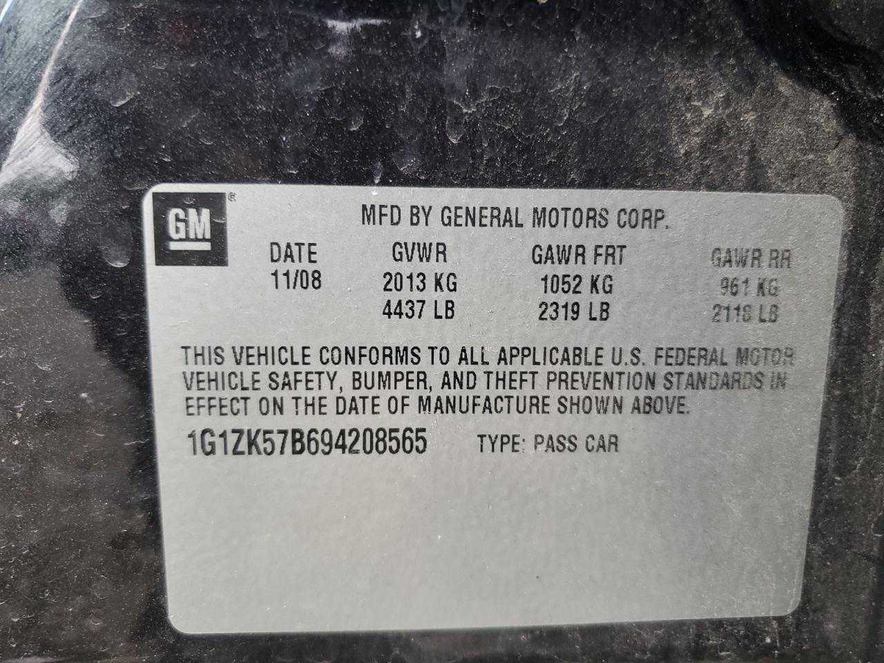 2009 Chevrolet Malibu Ltz VIN: 1G1ZK57B694208565 Lot: 66384014