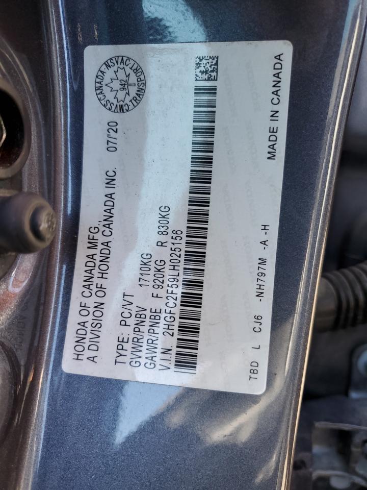 2HGFC2F59LH025156 2020 Honda Civic Lx