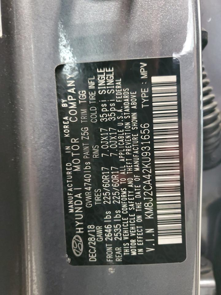 2019 Hyundai Tucson Se VIN: KM8J2CA42KU931656 Lot: 65559564