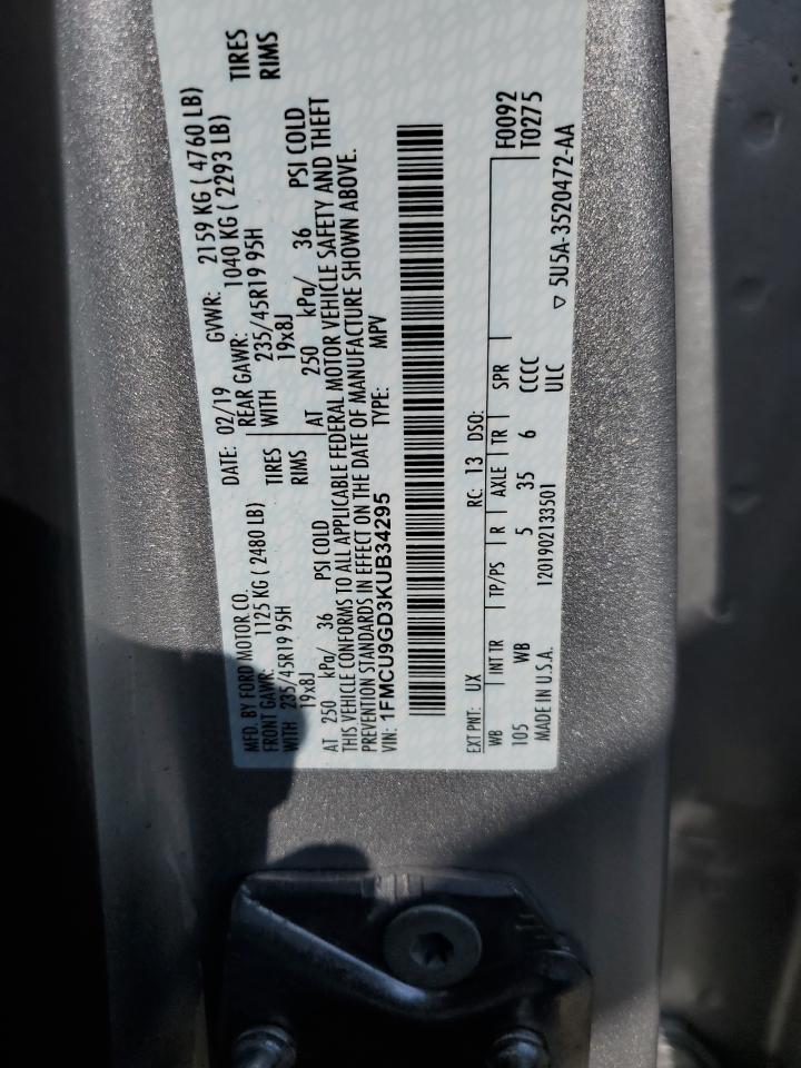 1FMCU9GD3KUB34295 2019 FORD ESCAPE - Image 14