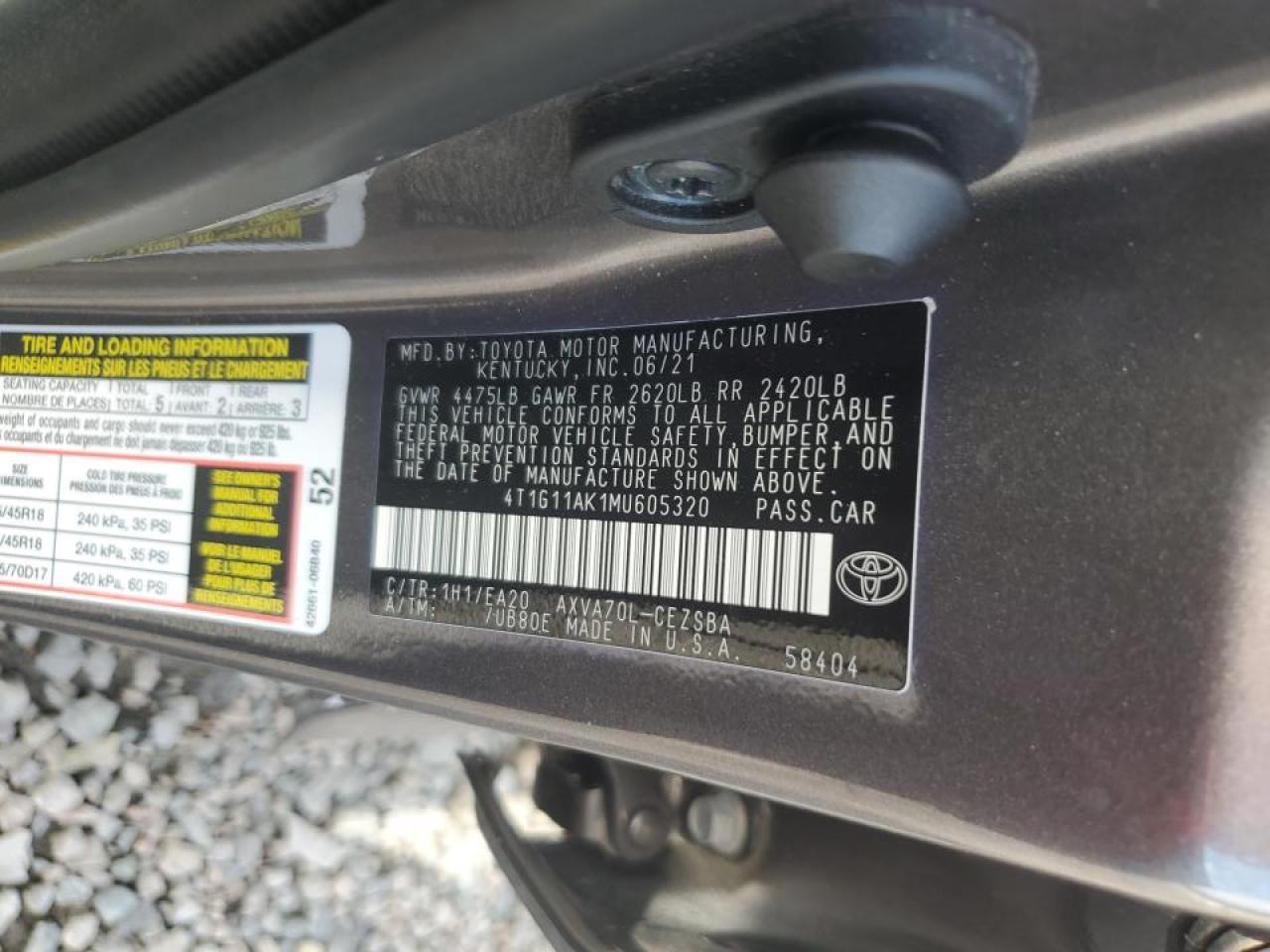 4T1G11AK1MU605320 2021 TOYOTA CAMRY - Image 12