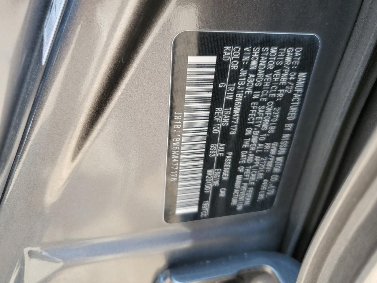 2022 Nissan Rogue Sport Sv VIN: JN1BJ1BW6NW477178 Lot: 65317284