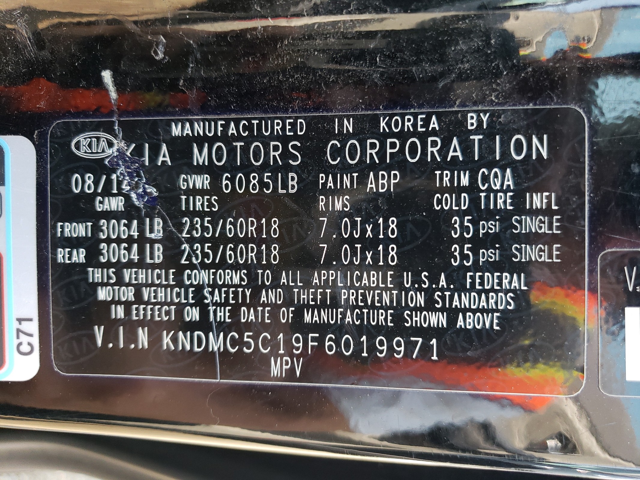 KNDMC5C19F6019971 2015 Kia Sedona Ex