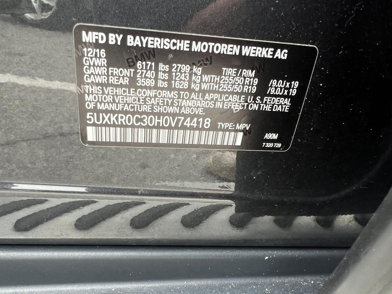 2017 BMW X5 xDrive35I VIN: 5UXKR0C30H0V74418 Lot: 68222744