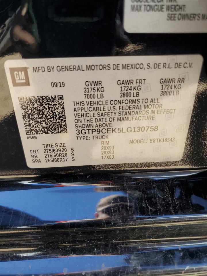 3GTP9CEK5LG130758 2020 GMC Sierra K1500 Elevation