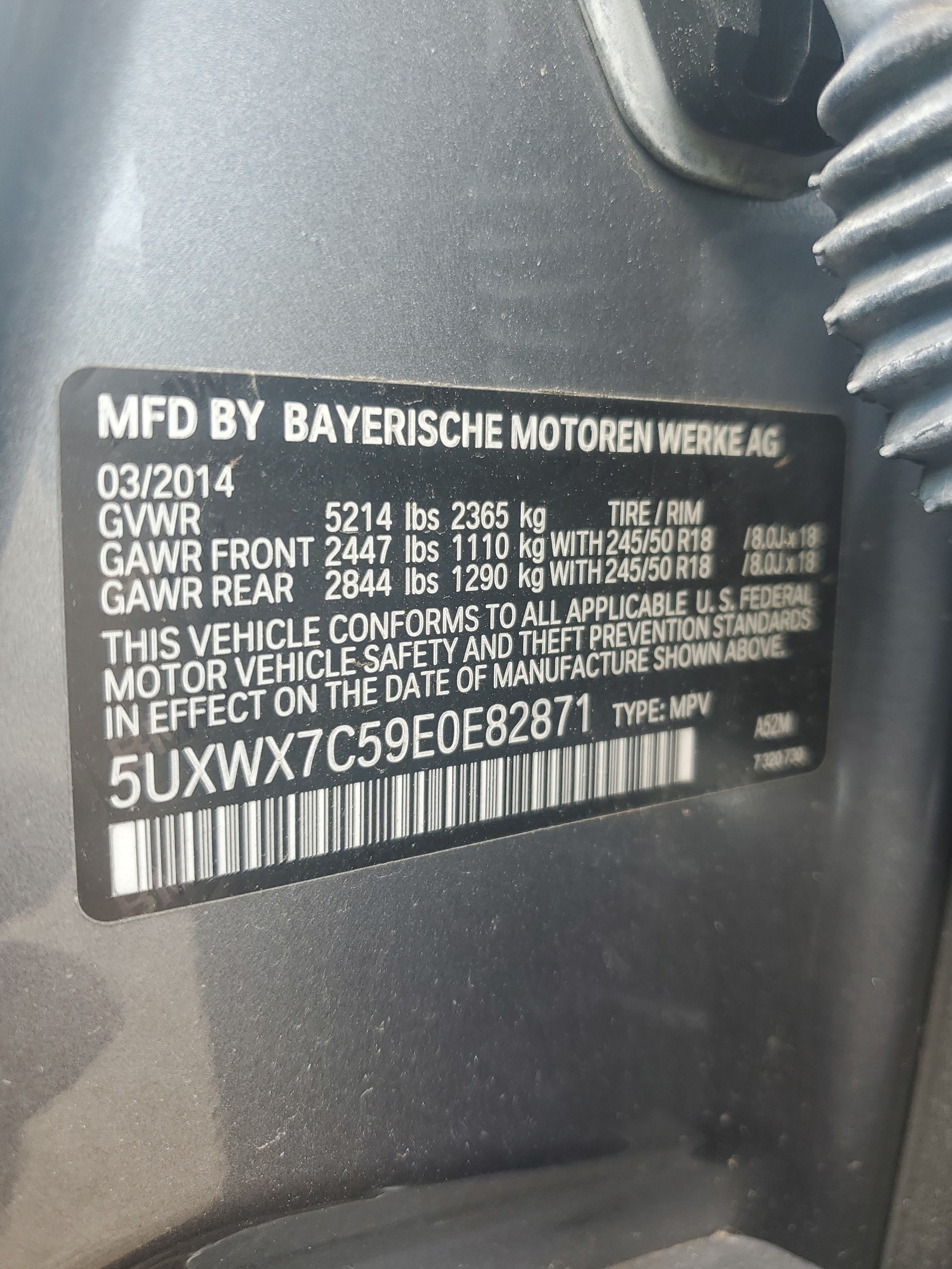 5UXWX7C59E0E82871 2014 BMW X3 xDrive35I