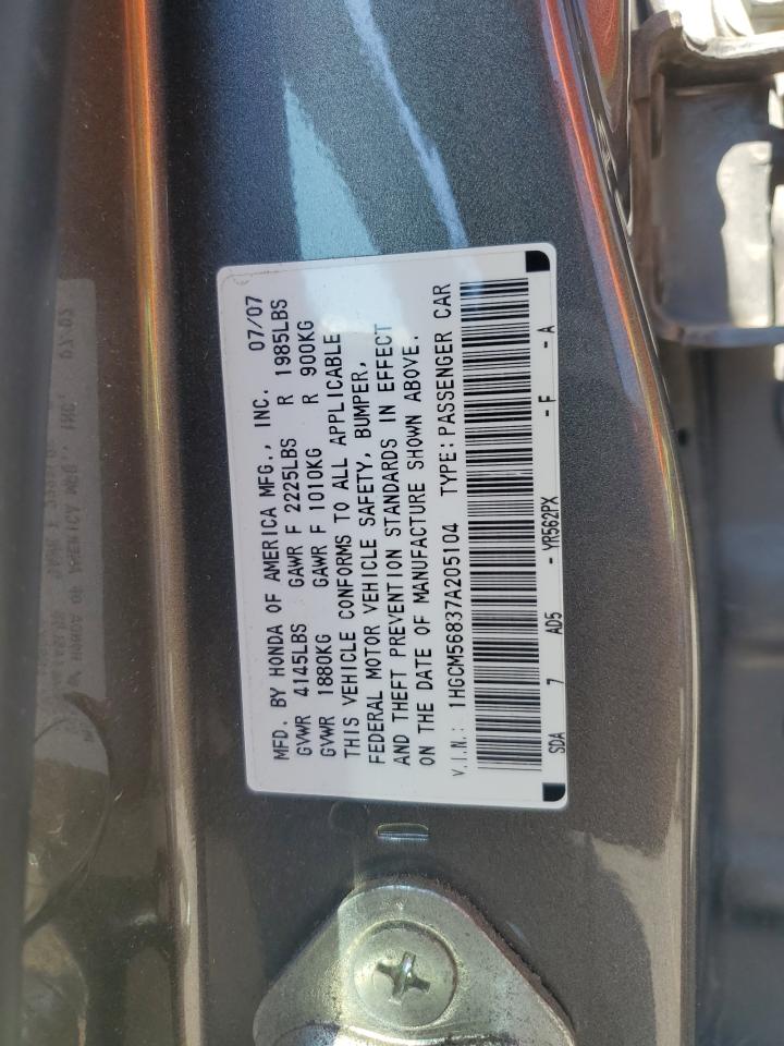 1HGCM56837A205104 2007 Honda Accord Ex