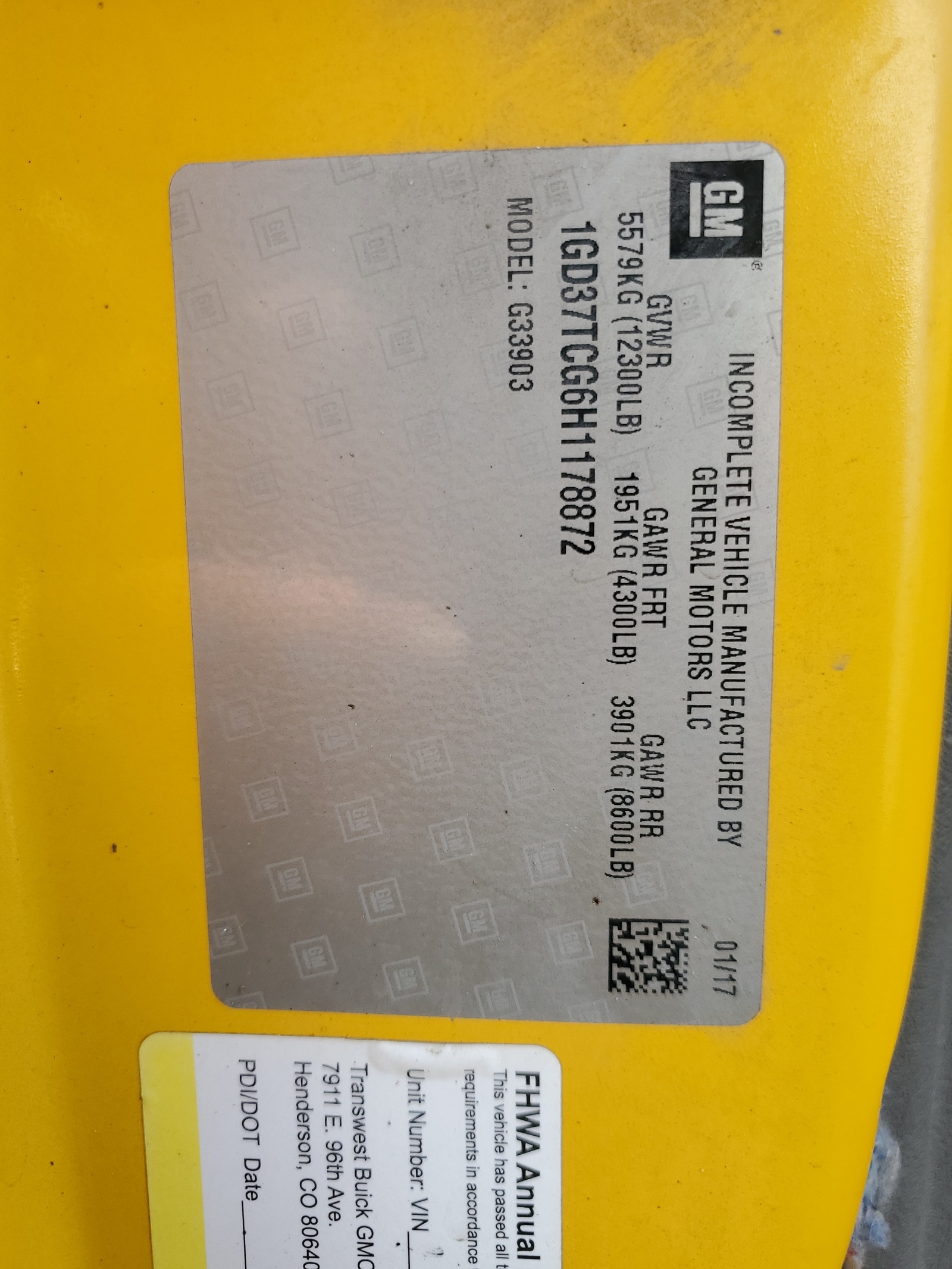 1GD37TCG6H1178872 2017 GMC Savana Cutaway G3500