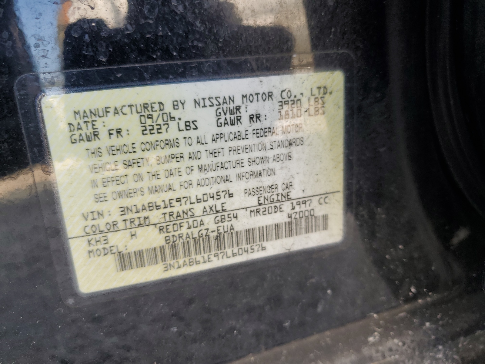 3N1AB61E97L604576 2007 Nissan Sentra 2.0