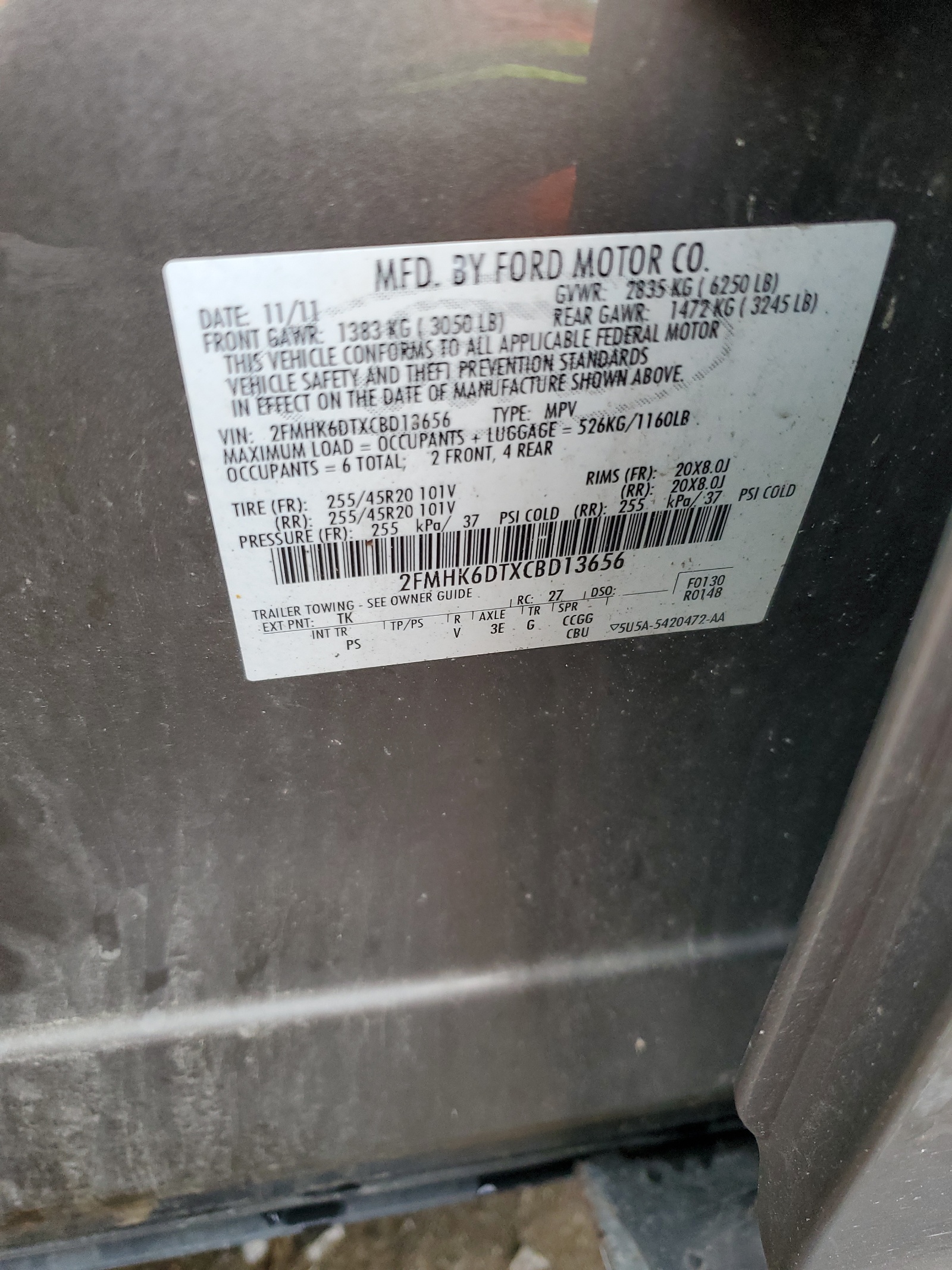 2FMHK6DTXCBD13656 2012 Ford Flex Limited