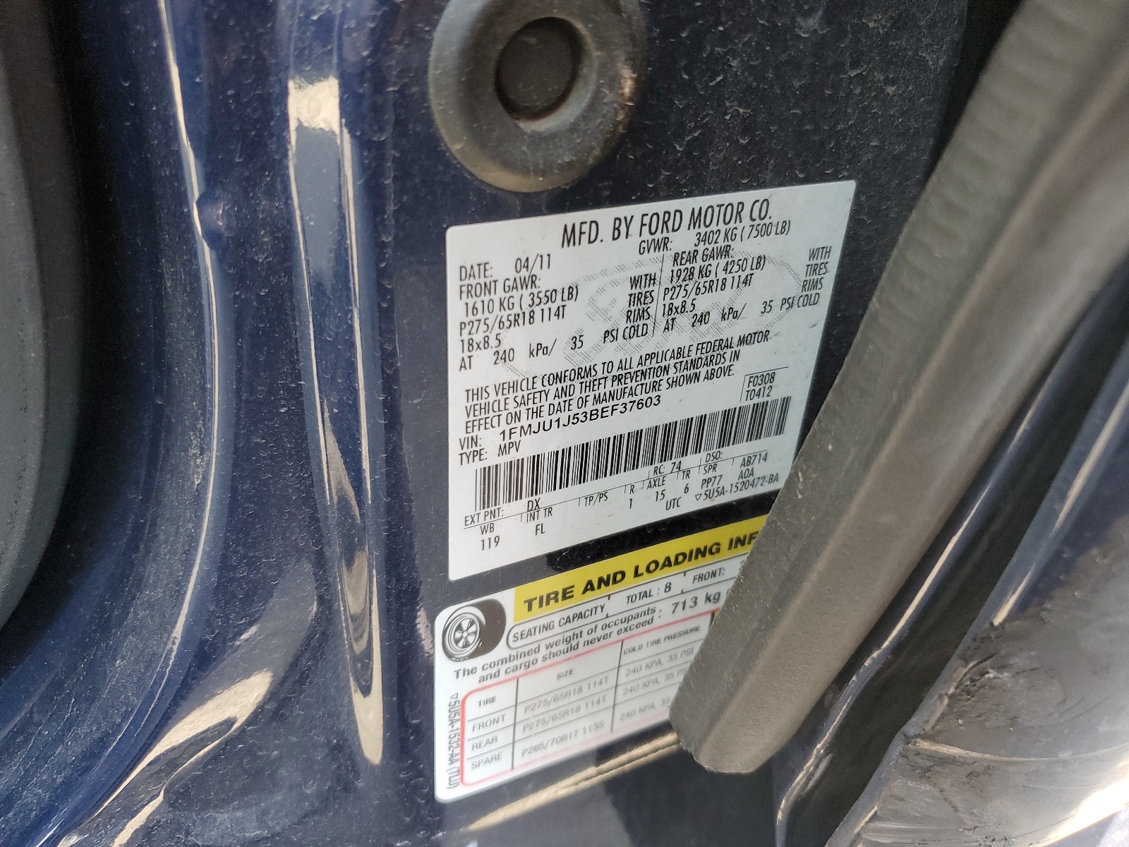 1FMJU1J53BEF37603 2011 Ford Expedition Xlt