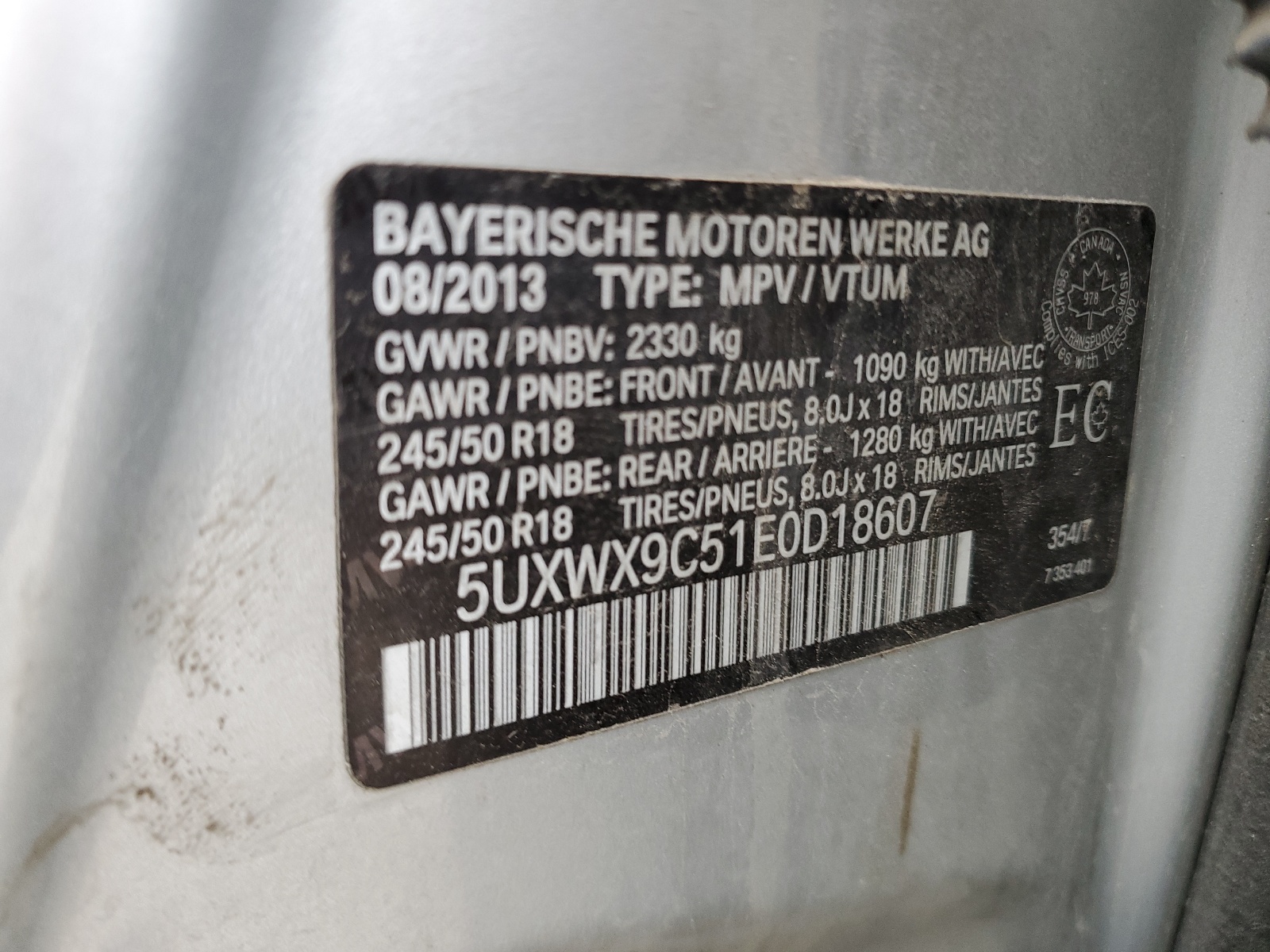 5UXWX9C51E0D18607 2014 BMW X3 xDrive28I