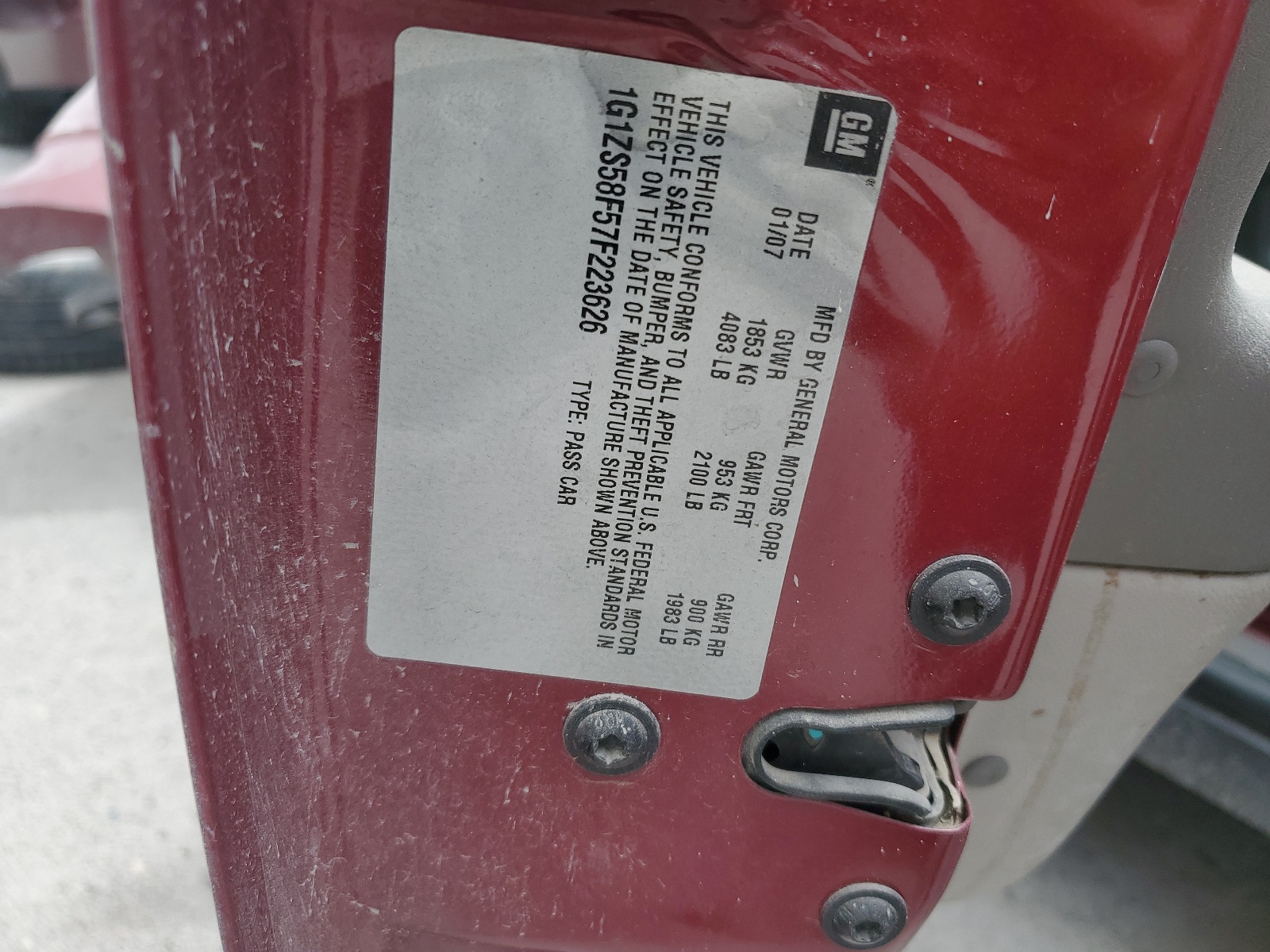 1G1ZS58F57F223626 2007 Chevrolet Malibu Ls