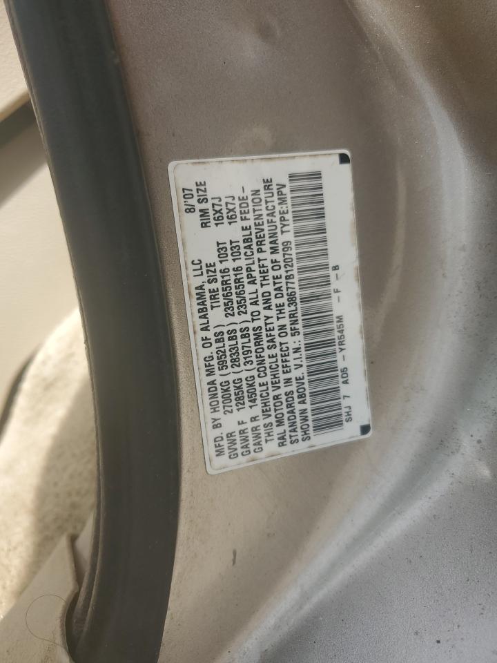 2007 Honda Odyssey Exl VIN: 5FNRL38677B120799 Lot: 66438854