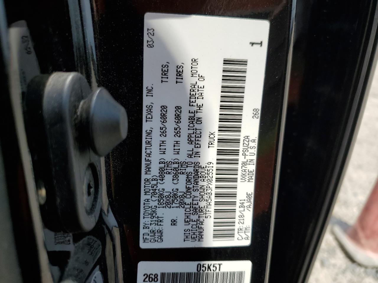 2023 Toyota Tundra Crewmax Platinum VIN: 5TFMA5AB3PX025519 Lot: 68816174