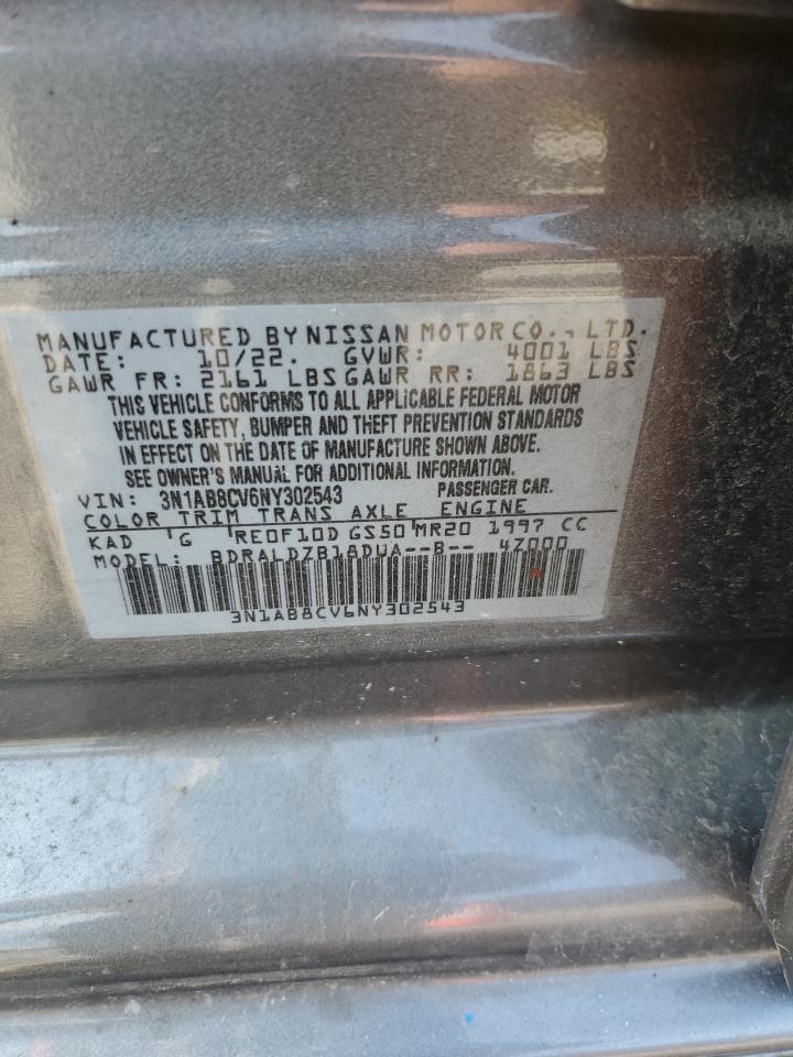 3N1AB8CV6NY302543 2022 Nissan Sentra Sv