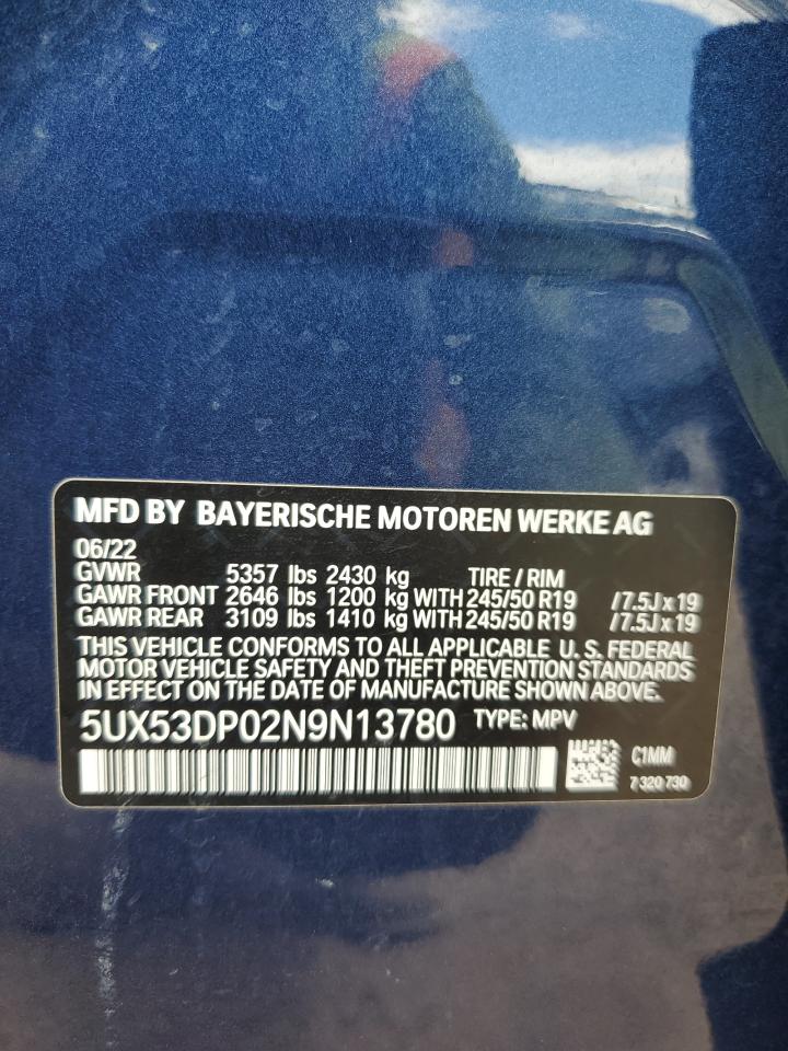 5UX53DP02N9N13780 2022 BMW X3 xDrive30I