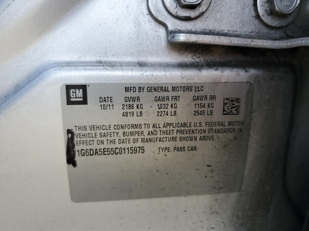 2012 Cadillac Cts VIN: 1G6DA5E55C0115975 Lot: 64639954