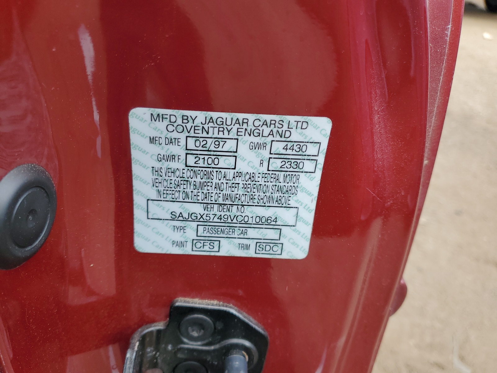 SAJGX5749VC010064 1997 Jaguar Xk8