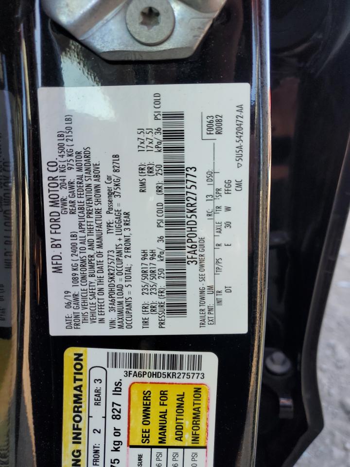 3FA6P0HD5KR275773 2019 Ford Fusion Se