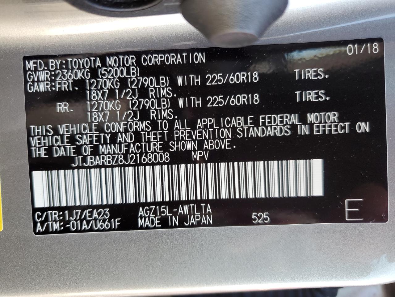 JTJBARBZ8J2168008 2018 Lexus Nx 300 Base