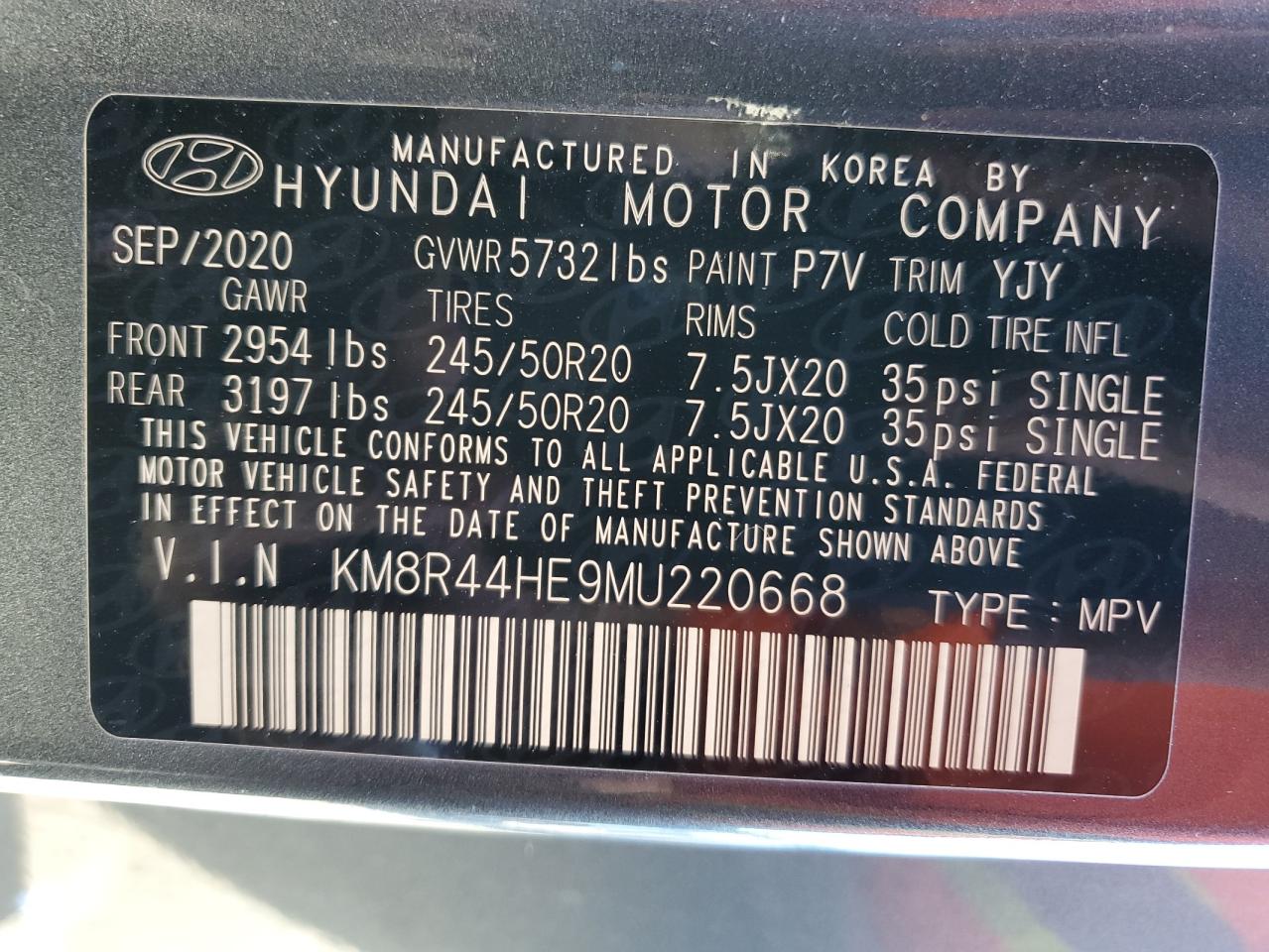 2021 Hyundai Palisade Sel VIN: KM8R44HE9MU220668 Lot: 67414304