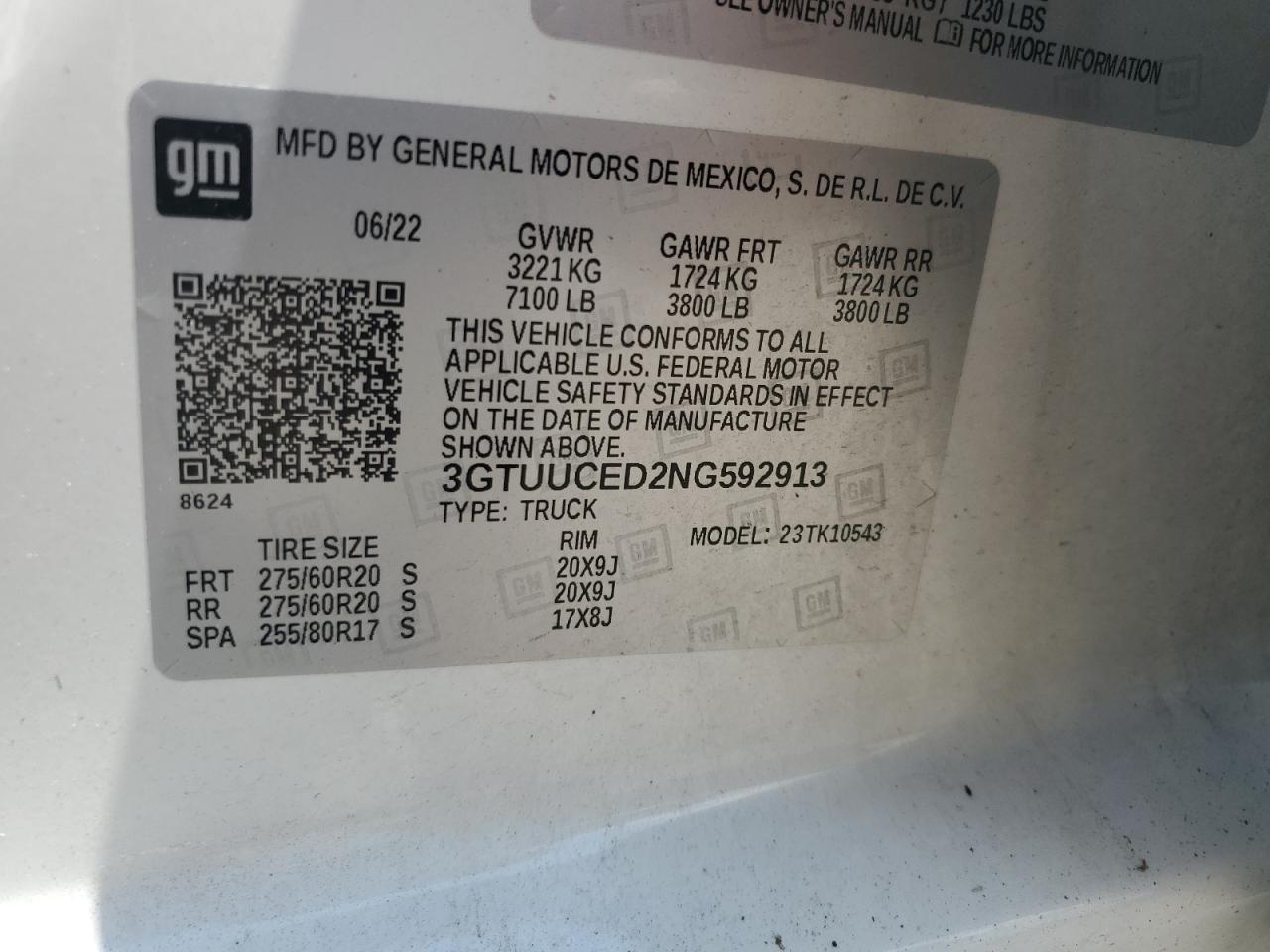 3GTUUCED2NG592913 2022 GMC Sierra K1500 Elevation