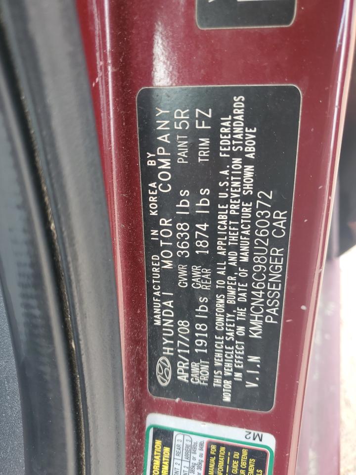 KMHCN46C98U260372 2008 Hyundai Accent Gls