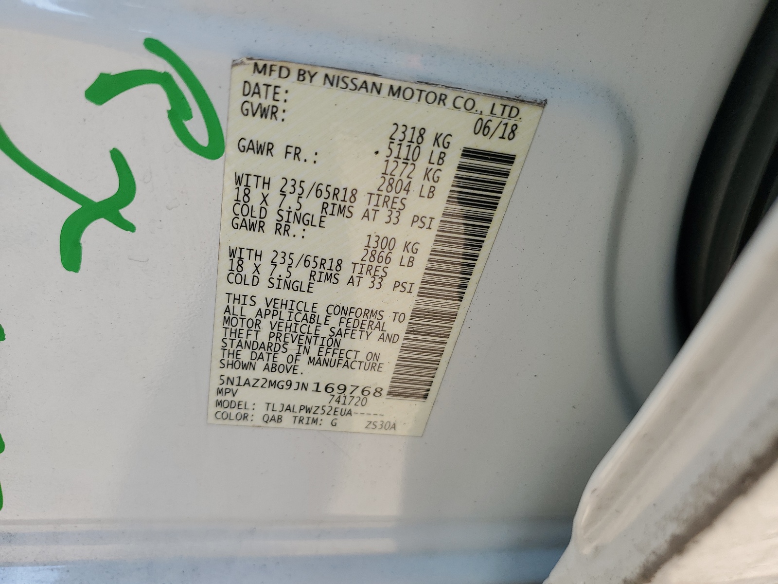 5N1AZ2MG9JN169768 2018 Nissan Murano S