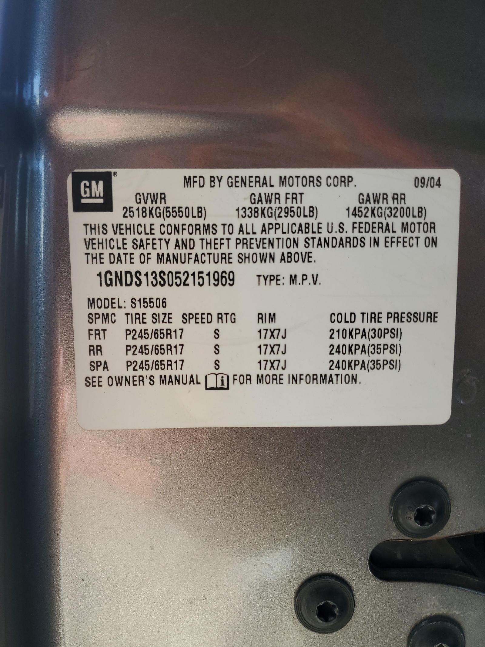 1GNDS13S052151969 2005 Chevrolet Trailblazer Ls