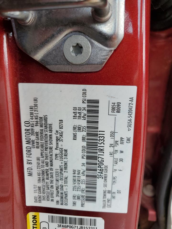 3FA6P0G71JR153311 2018 Ford Fusion S