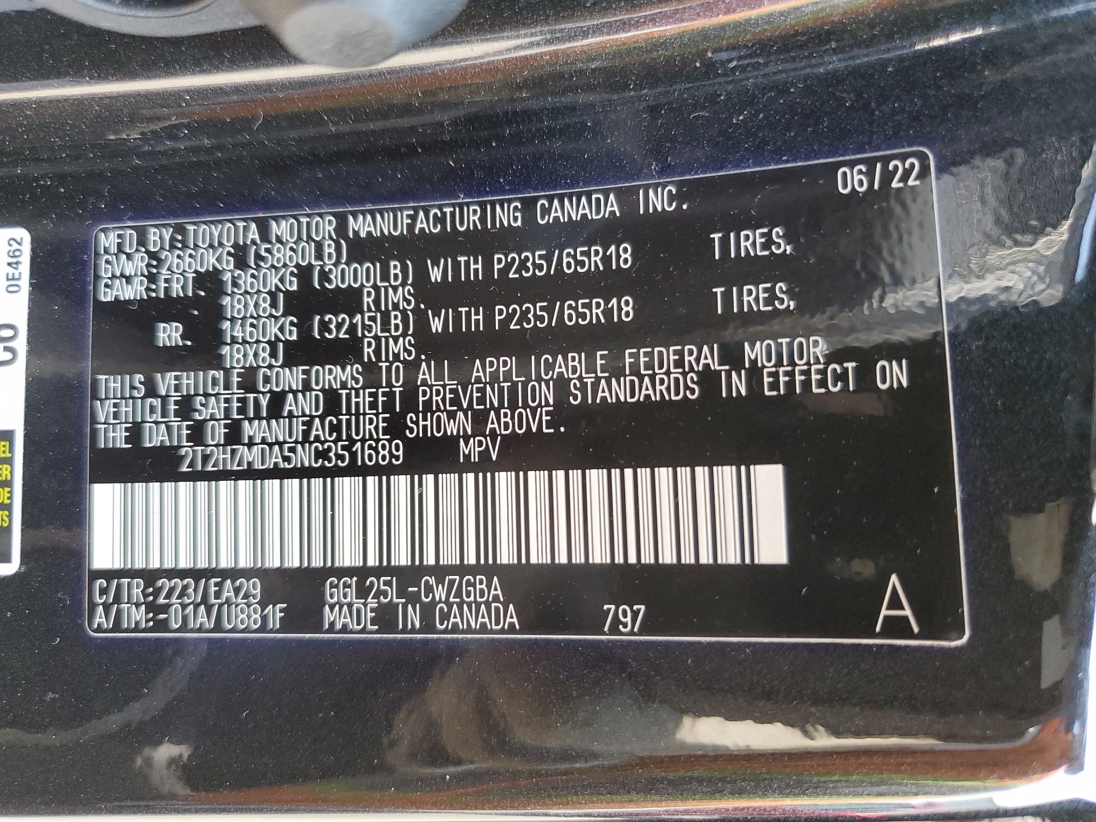 2T2HZMDA5NC351689 2022 Lexus Rx 350