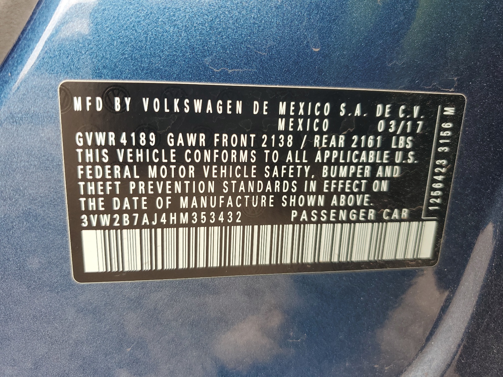 3VW2B7AJ4HM353432 2017 Volkswagen Jetta S