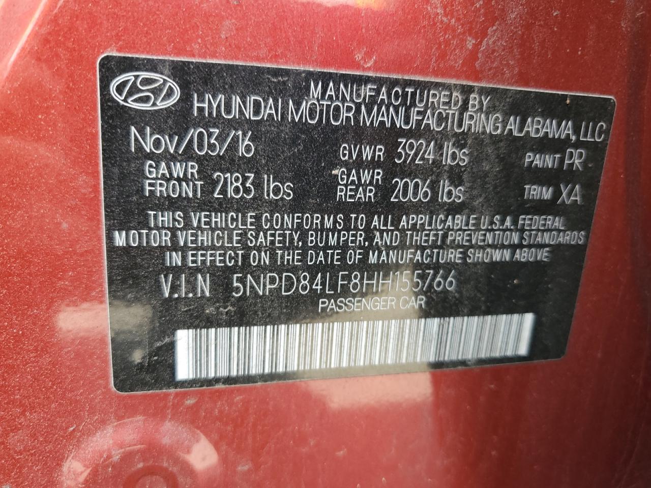 2017 Hyundai Elantra Se VIN: 5NPD84LF8HH155766 Lot: 67173134