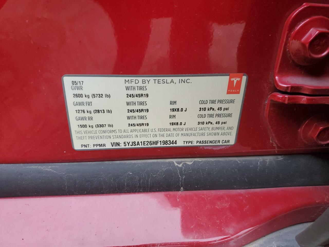 5YJSA1E26HF198344 2017 Tesla Model S