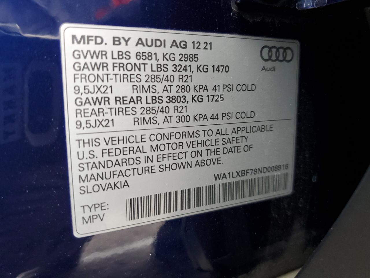 WA1LXBF78ND008916 2022 Audi Q7 Premium Plus