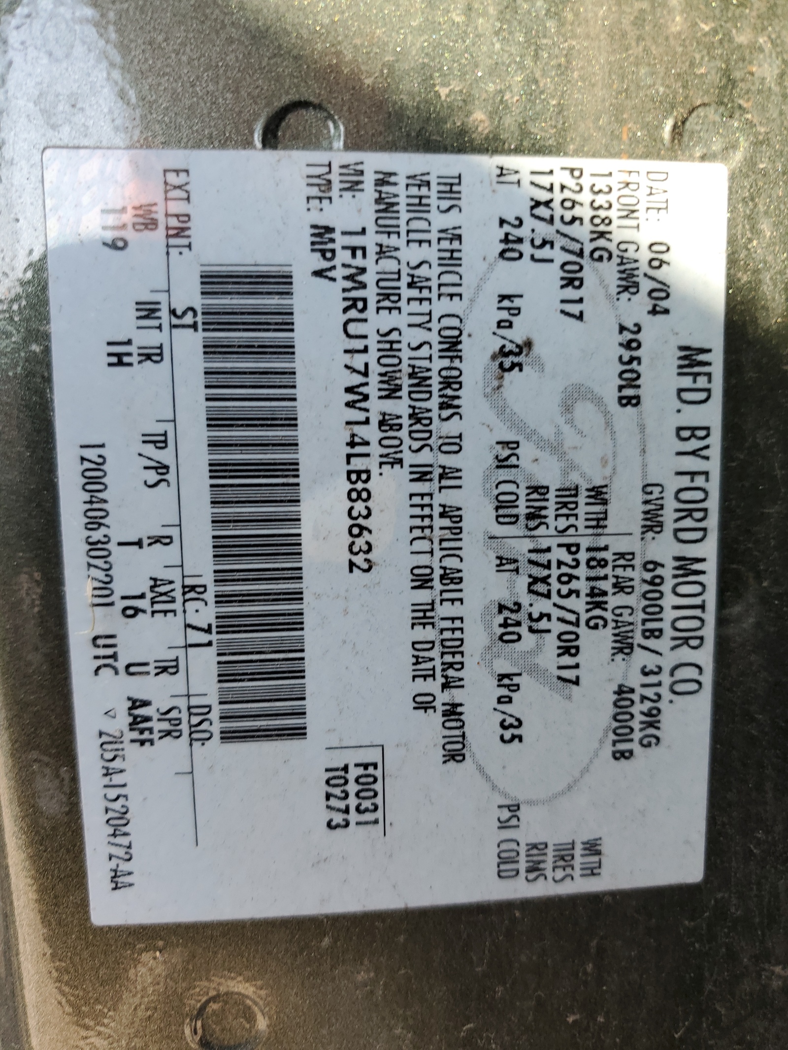 1FMRU17W14LB83632 2004 Ford Expedition Eddie Bauer