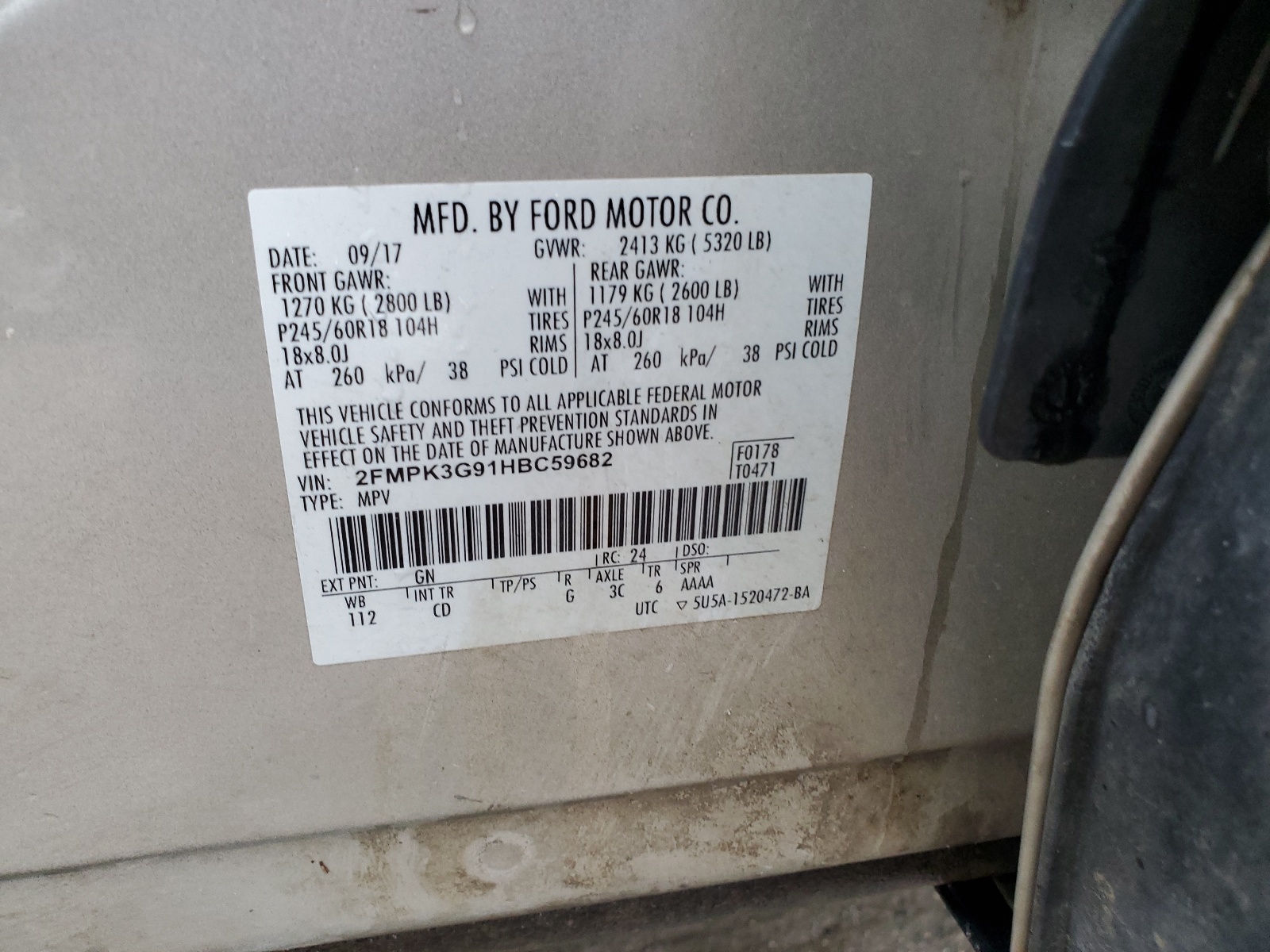 2FMPK3G91HBC59682 2017 Ford Edge Se